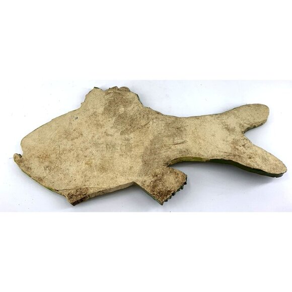 Art Pottery Fish Decor 13" Signed Meg Green Yellow Hand Crafted - Picture 12 of 12